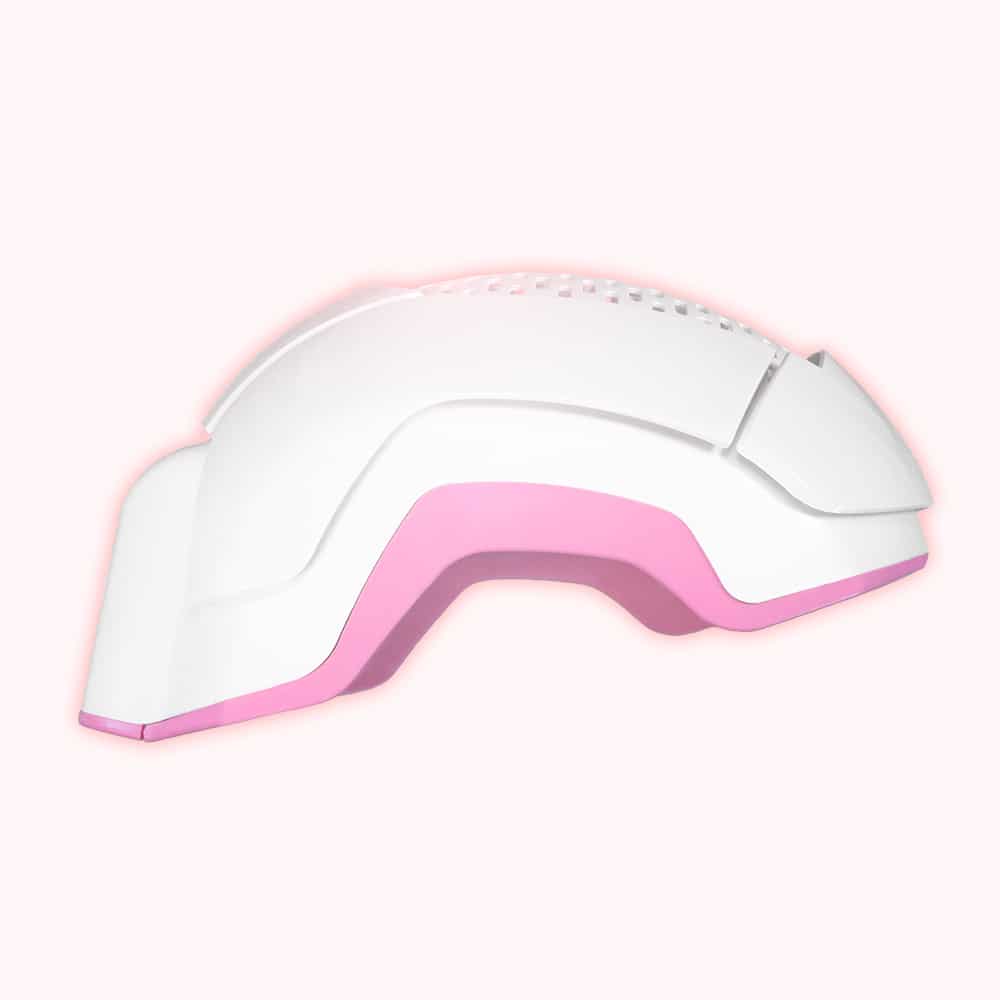 theradome laser helmet on pink right side